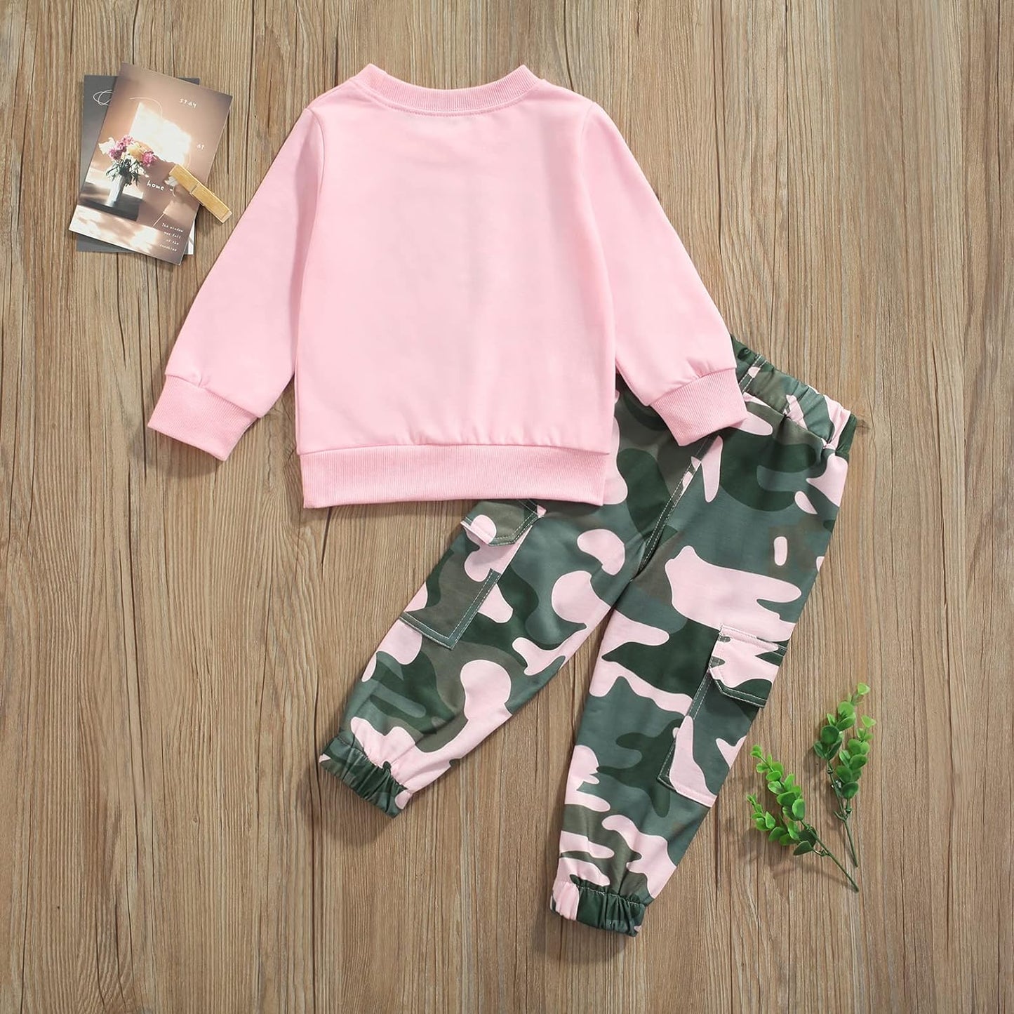 Toddler Girls Clothes 2T 3T 4T 5T Fall Outfits Baby Pullover Sweatshirt & Camouflage Pants Set Kids Winter Sweatsuit