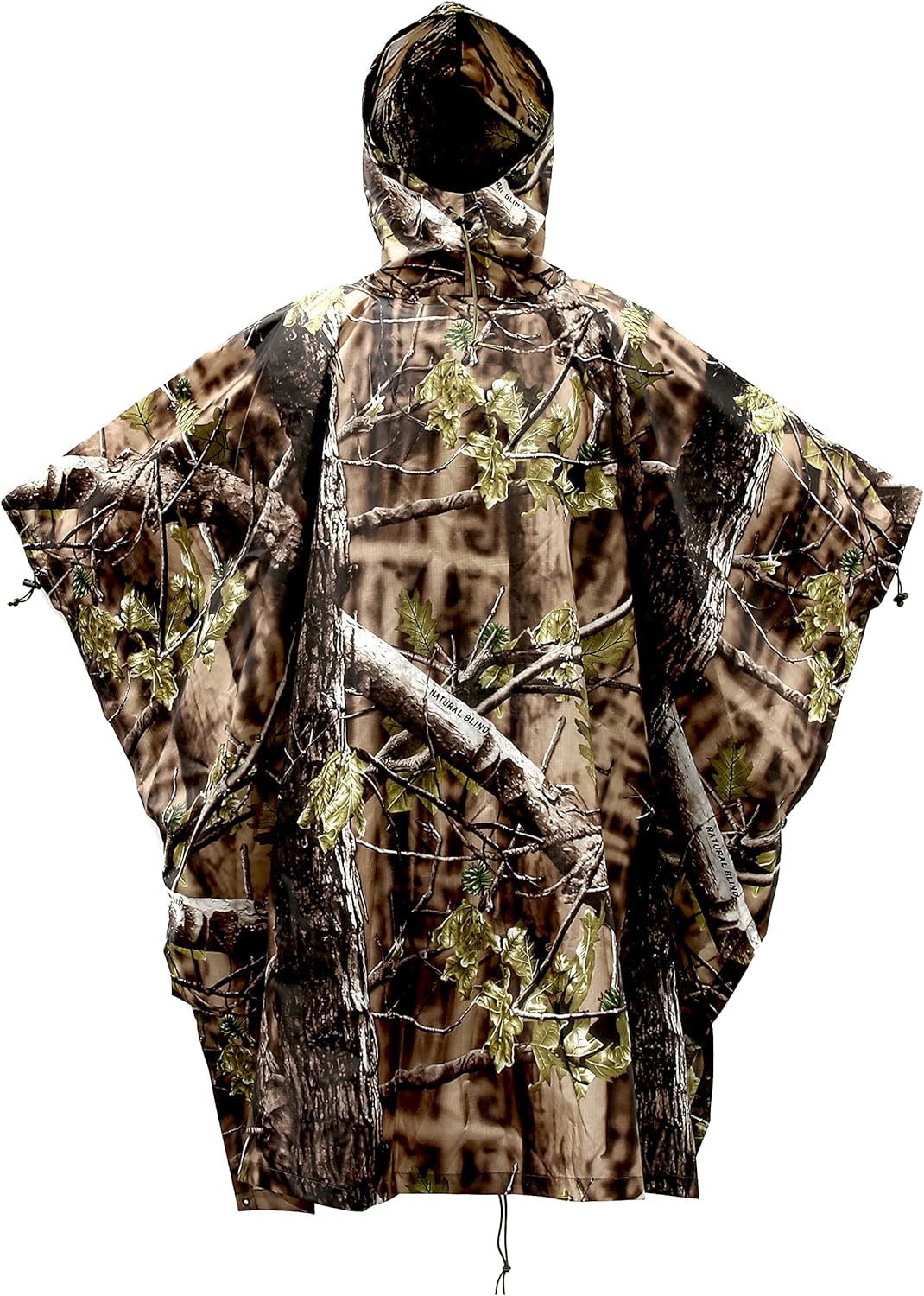 Camouflage Rain Poncho Hooded Waterproof Camo Raincoat with Blind Pattern for Hunting Hiking Camping Fishing