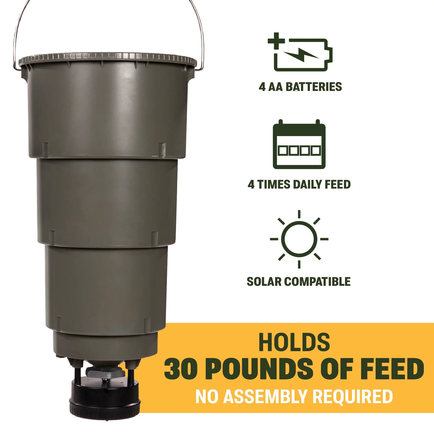 5-Gallon All-In-One Hanging Broadcast Deer Feeder with Adjustable Timer, MFG-13074