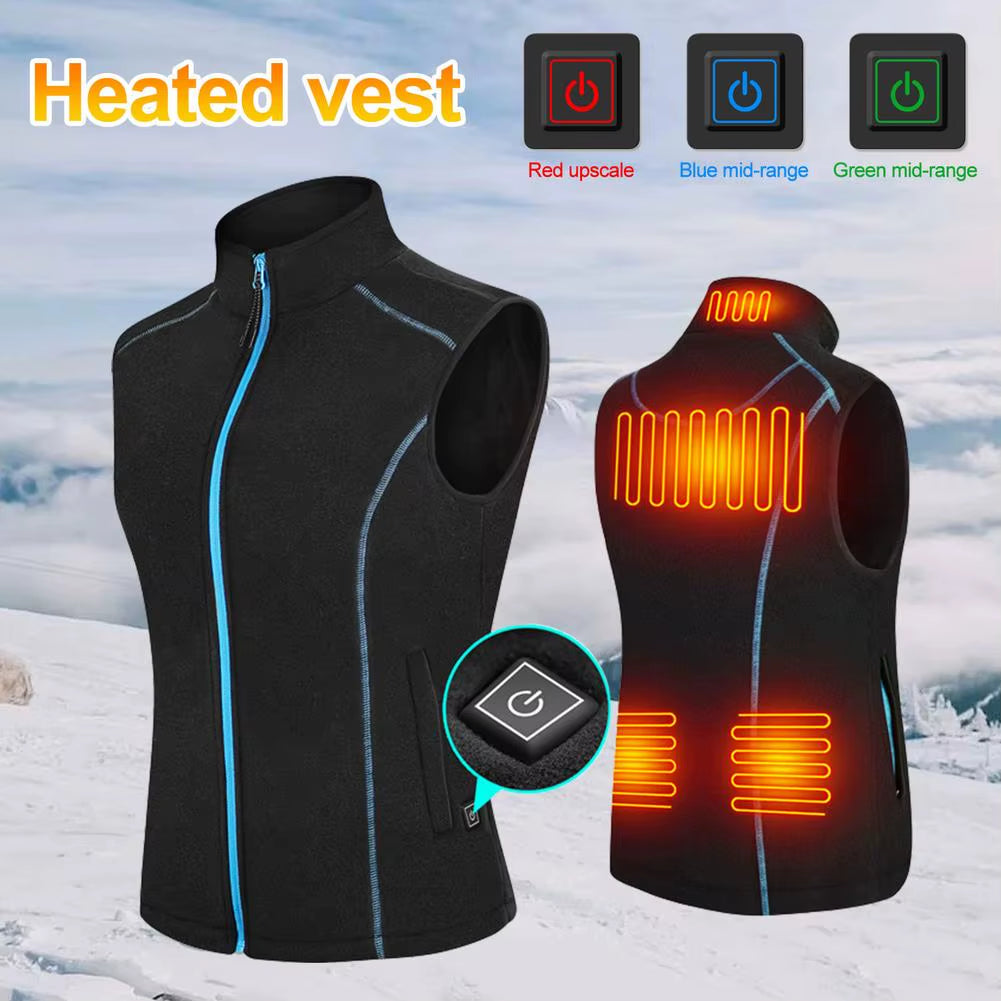 Women Heated Vest Winter Electric Thermal Waistcoat Female Smart Heating Warm Jackets Vest Outdoor Sport Heated Vest Gilet Women