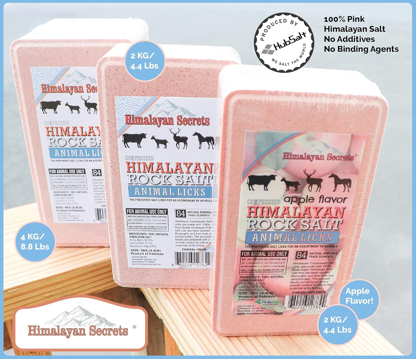 8.8LB (4KG) Compressed Pink Himalayan Salt Animal Lick Brick for Livestock and Wildlife - 100% Pure & Natural Feed Salt - 84 Natural Minerals and Trace Elements