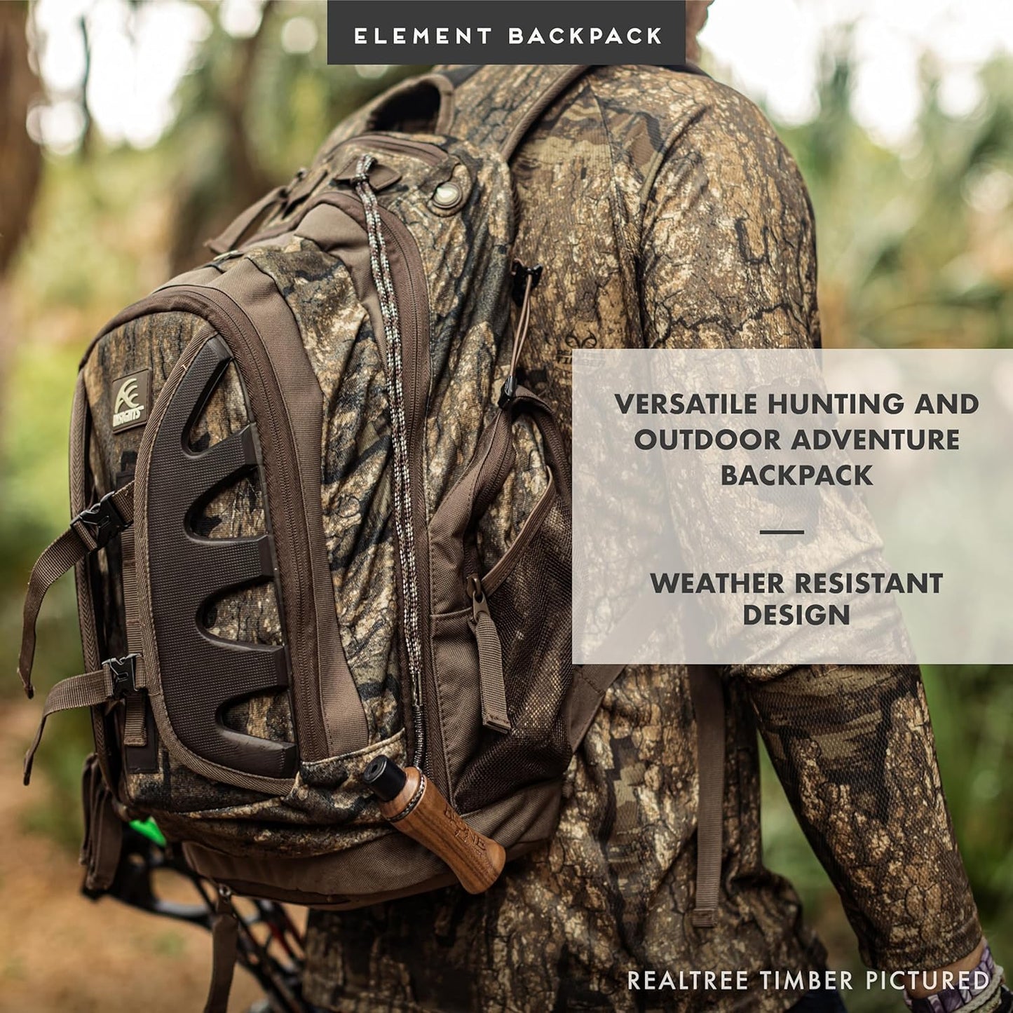 Hunting by - the Element, Heavy Duty 1,831 Cubic Inch Hiking Fishing Camping Hunting Backpack, Realtree EDGE