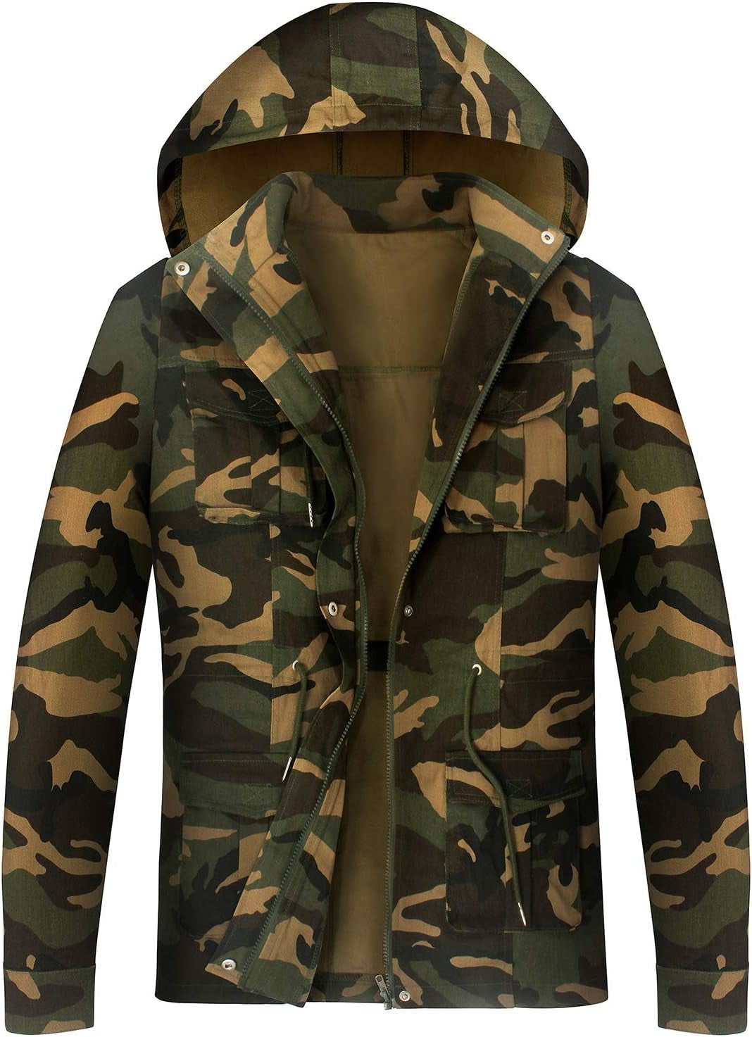 Womens Camouflage Shacket Jacket Coats Fashion Fall Long Sleeve Zipper Canvas Camo Jackets with Pockets