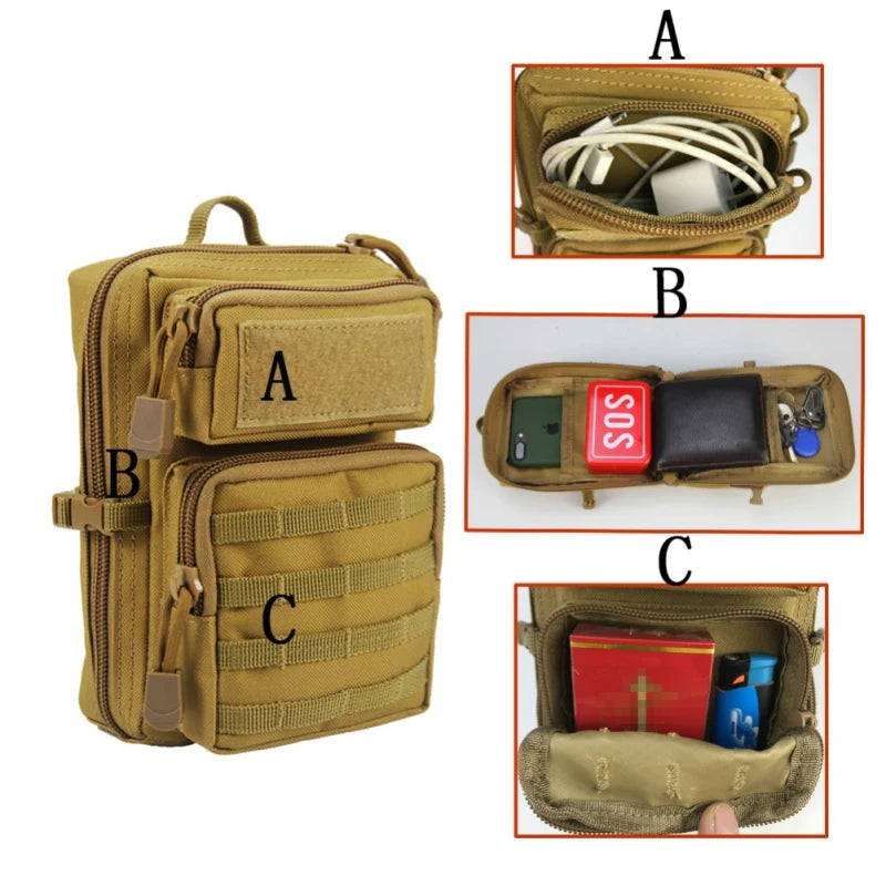 Outdoor Hunting EDC Bag Phone Holder Pouch Camping Hiking MOLLE System Backpack Utility Waist Bag