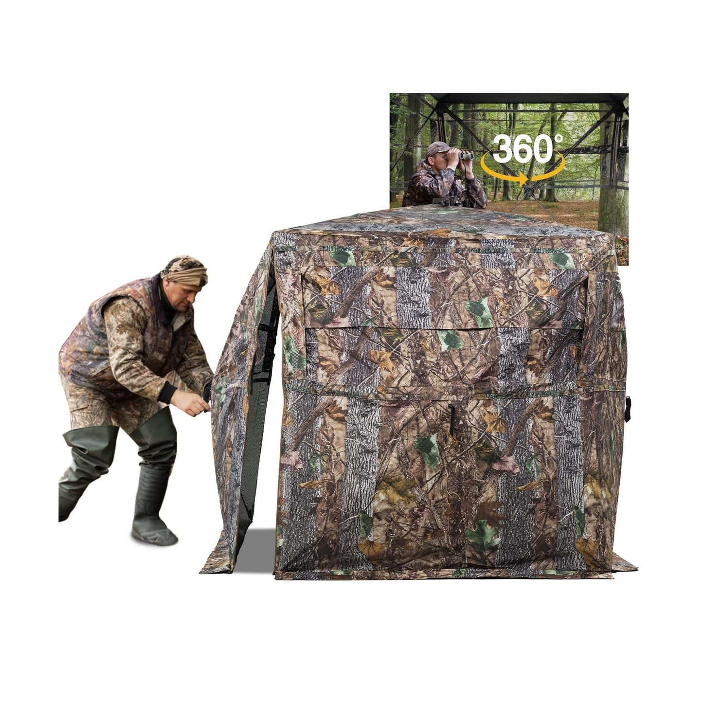 FUNHORUN Hunting Blind 270/360 Degree See through Ground Blind for Deer Hunti...