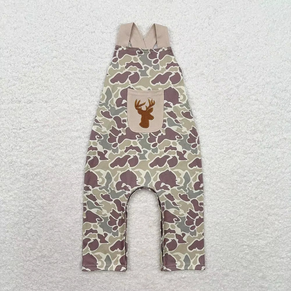 Wholesale Toddler Children Embroidery Deer One-Piece Kids Ruffle Pants Infant Overalls Camo Romper Baby Girl Jumpsuit
