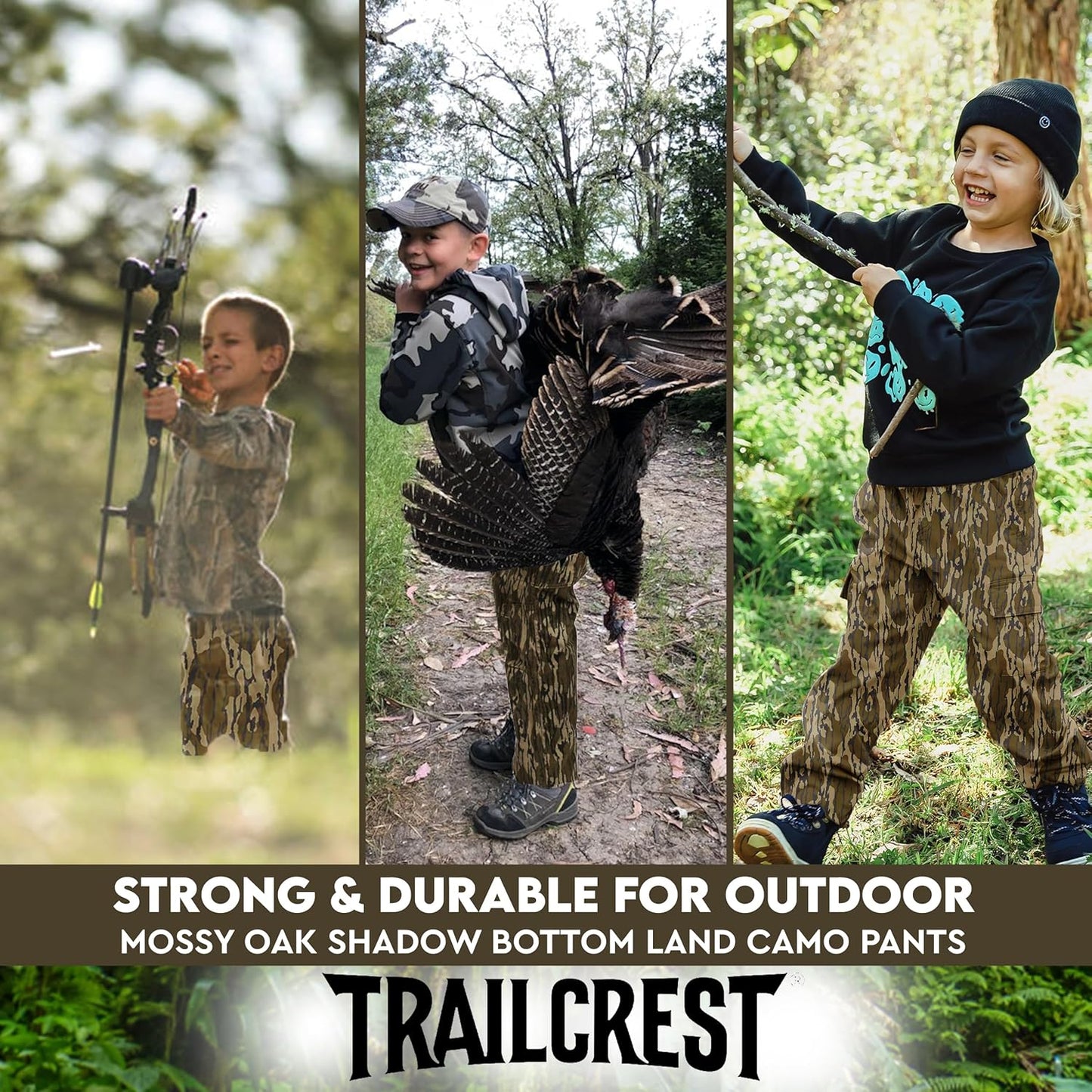 Youth Kids Camo Hunting Cargo Pants | 6 Pockets | Mossy Oak Break-Up Country™ (Improved Specs)