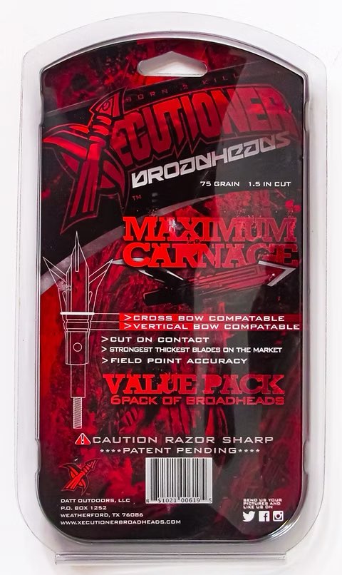 XECUTIONER BROADHEADS - BIG RED - 75Gr - Mechanical / Expandable