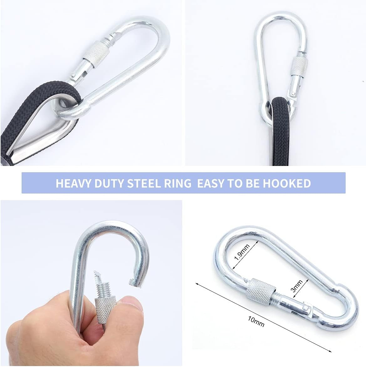 10Mm/12Mm Climbing Rope, Outdoor Static Rock Climbing Rope, Tree Climbing Rappelling Rope, Escape Nylon Rope, Ice Climbing Equipment Fire Rescue Parachute Rope with 2 Steel Hooks