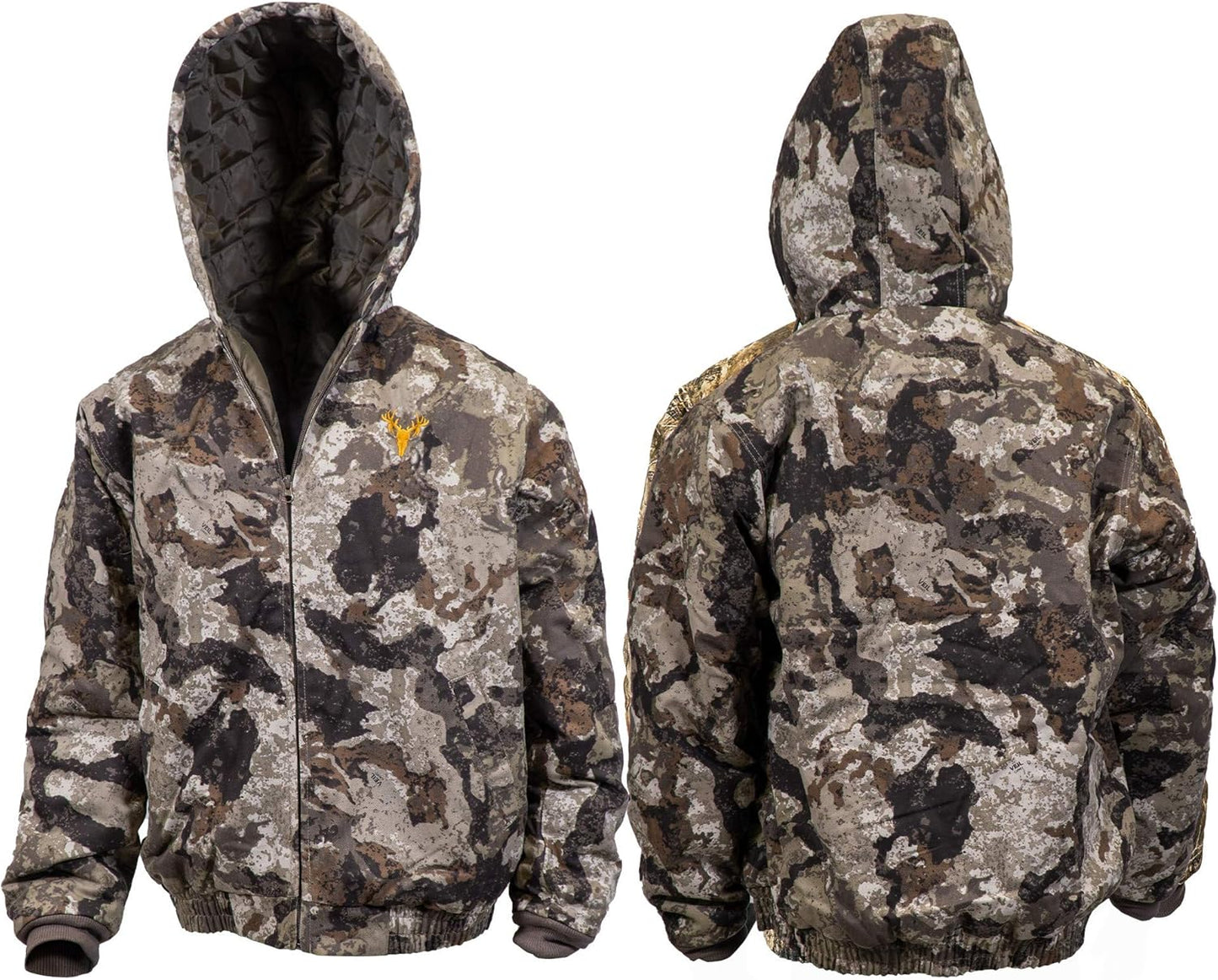 Youth Insulated Twill Camo Hunting Jacket, Insulated Boy'S Winter Coat, Ultra Quiet Camouflage Kids Hunting Gear
