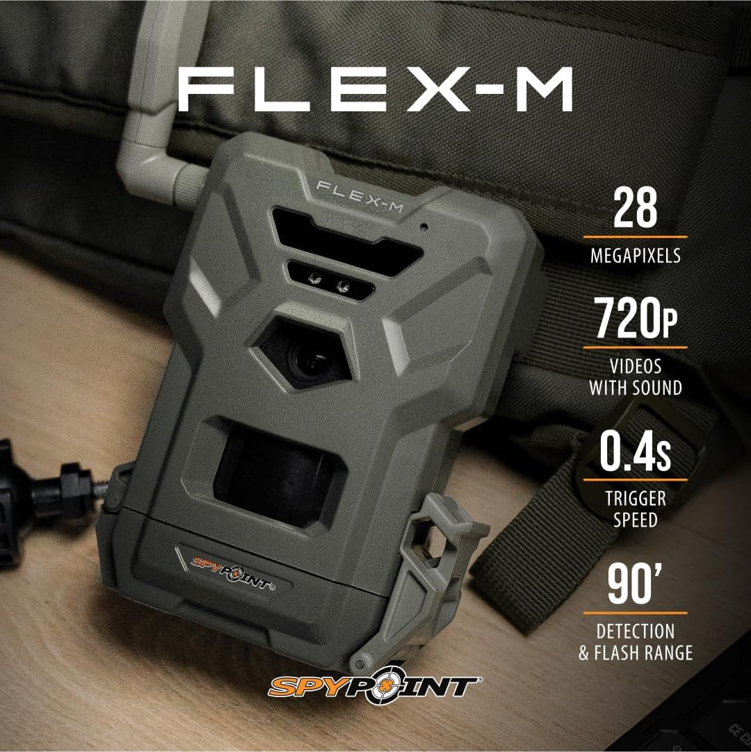 Flex-M Twin Pack Cellular Trail Cameras - Best Hunting Accessories, No Wifi Needed, GPS, Night Vision, Dual-Sim LTE, IP65 Water-Resistant Game Camera, 28MP Photos, 720P Videos + Sound