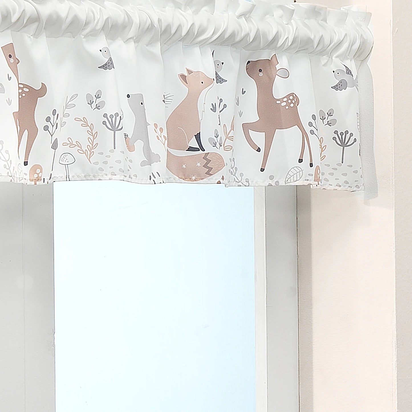 Deer Park Gray Window Valance - Deer/Fox