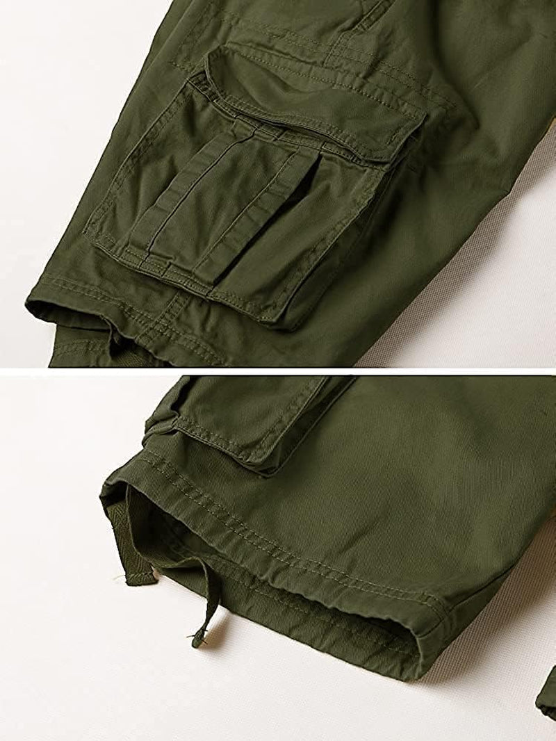 Men'S Camo Cargo Shorts Outdoor Multi-Pocket Cotton Casual Shorts with No Belt