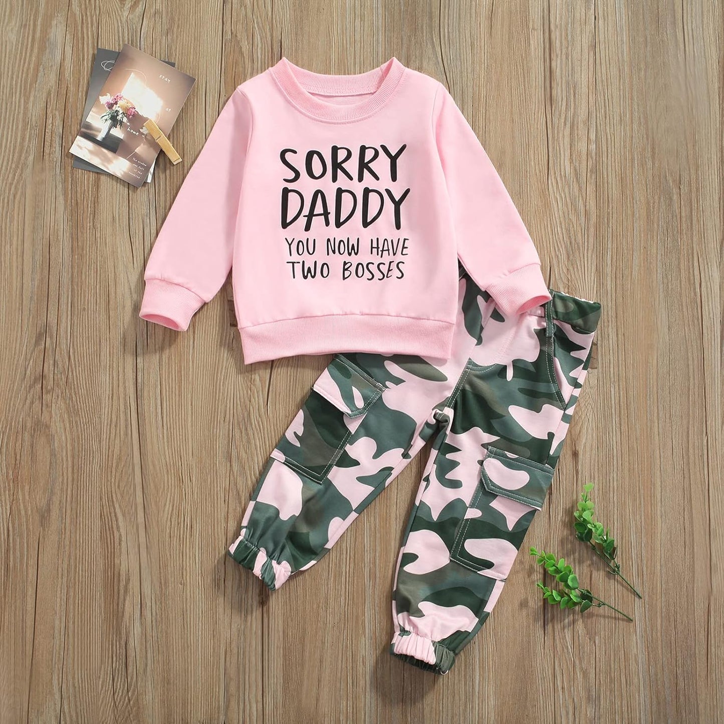 Toddler Girls Clothes 2T 3T 4T 5T Fall Outfits Baby Pullover Sweatshirt & Camouflage Pants Set Kids Winter Sweatsuit