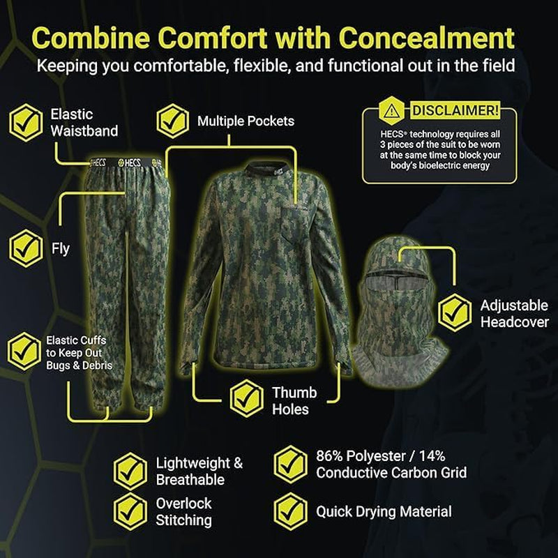 Lightweight System | Hunting Camo Suit with Bioelectric Shielding | Hunting Clothes for Men | Patented Technology