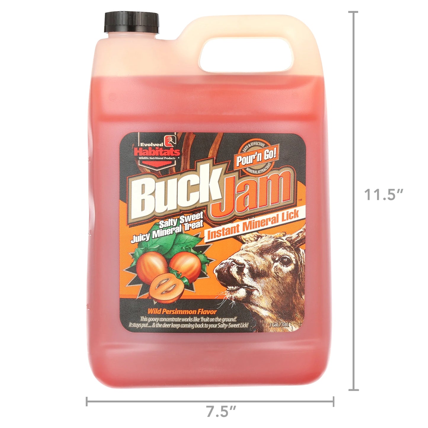 Buck Jam Instant Mineral Lick Unisex Deer Hunting Attractant, Wild Persimmon, 1 Gallon