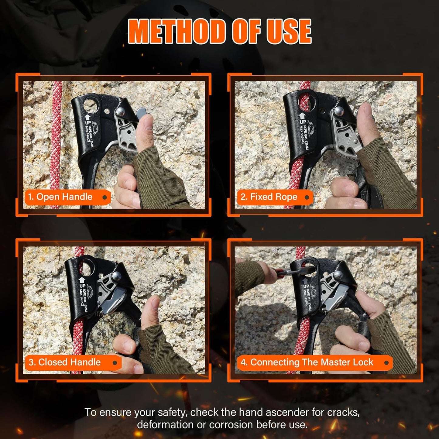 UIAA & CE Certified Rope Ascender Aluminum Alloy Rock Climbing Gear Strong Rigging Rappelling Equipment for Rock Tree Climbing Arborist Rescue Mountaineering Caving