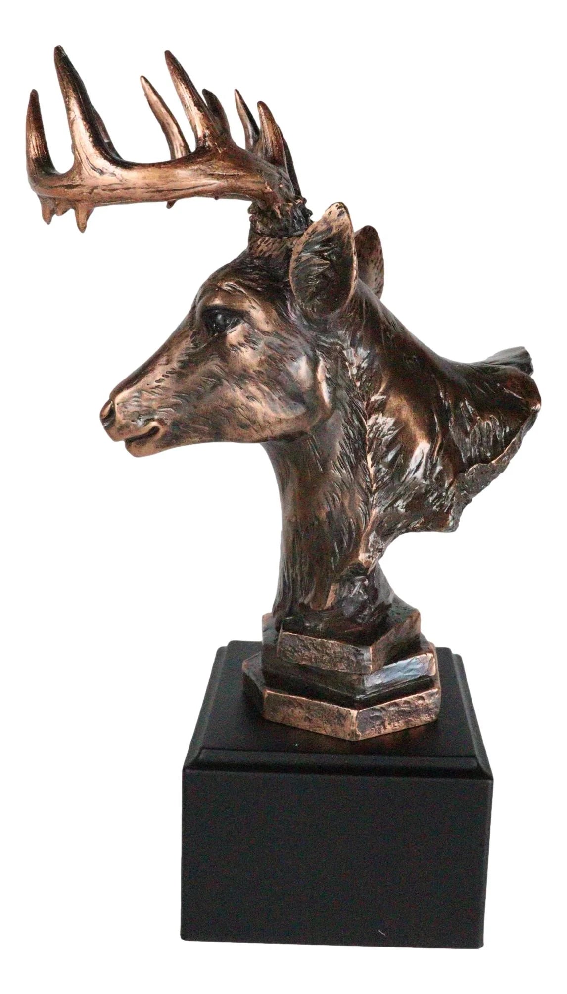 Wildlife 12 Point Whitetail Buck Deer Bust Trophy Figurine with Trophy Base