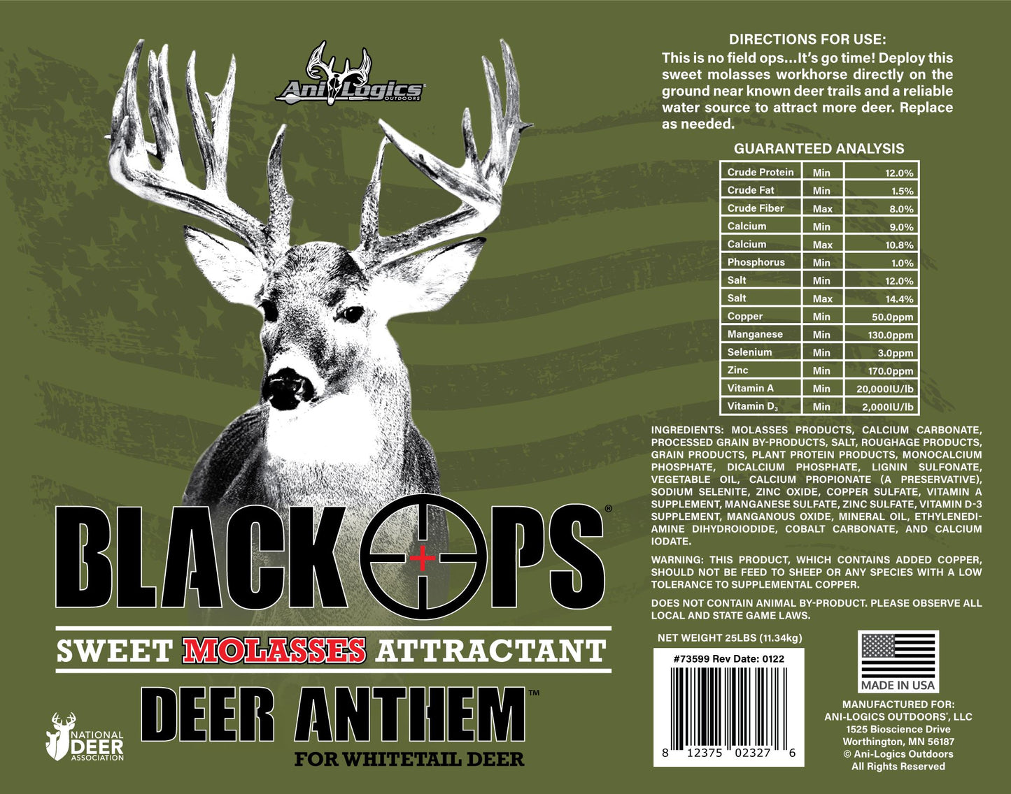Black Ops Deer Anthem Attractant Deer Feed Protein Block, 25Lbs Single