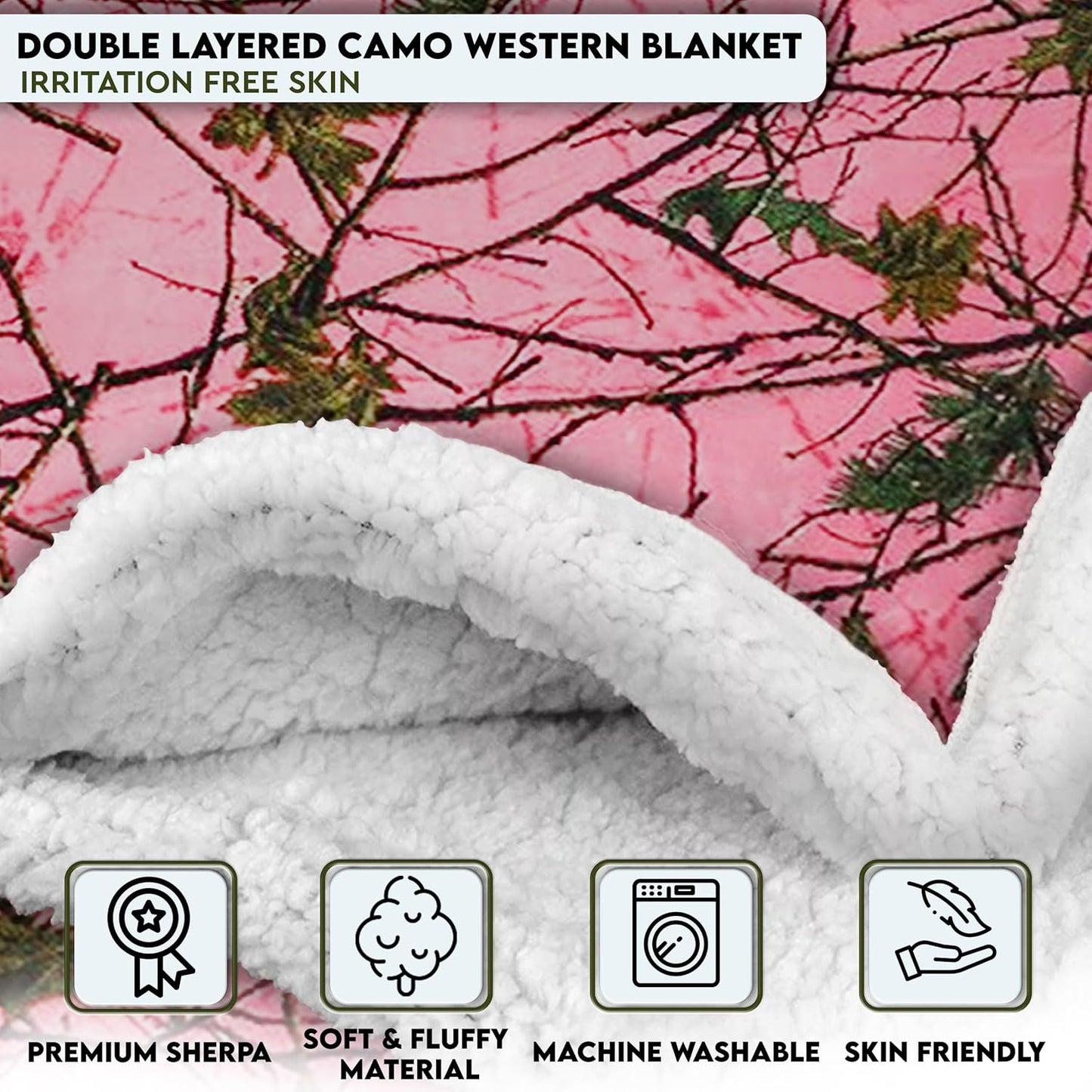 Soft Touch Reversible Camo Throw Blanket - 50" X 60" - Pink Camo