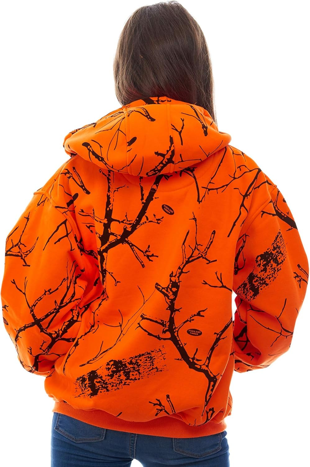 by Treel Kids Orange Safety Full Zip High Visibility Thick Fleece Hoodie Sweatshirt Hunting Jacket
