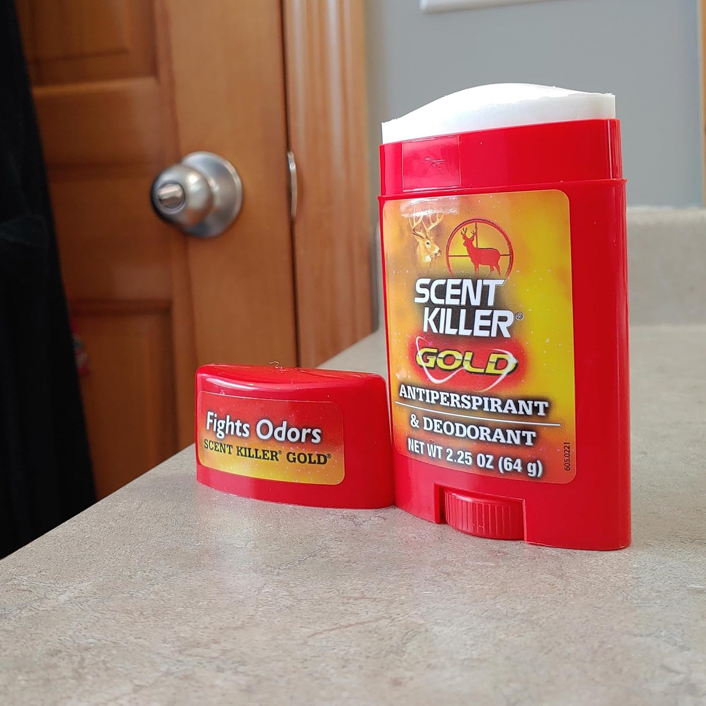 Scent Killer Gold Antiperspirant & Deodorant, Unscented, Anti-Odor Formula for Hunters, Long-Lasting Sweat & Odor Protection, Push-Up Stick, 2.25 OZ