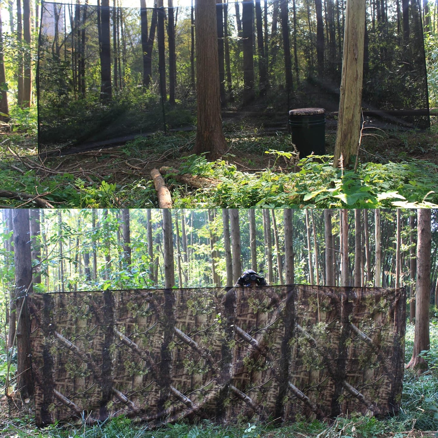 One Way See through Camouflage Mesh Camo Netting 5Ftx6.5Ft Natural Blind Green
