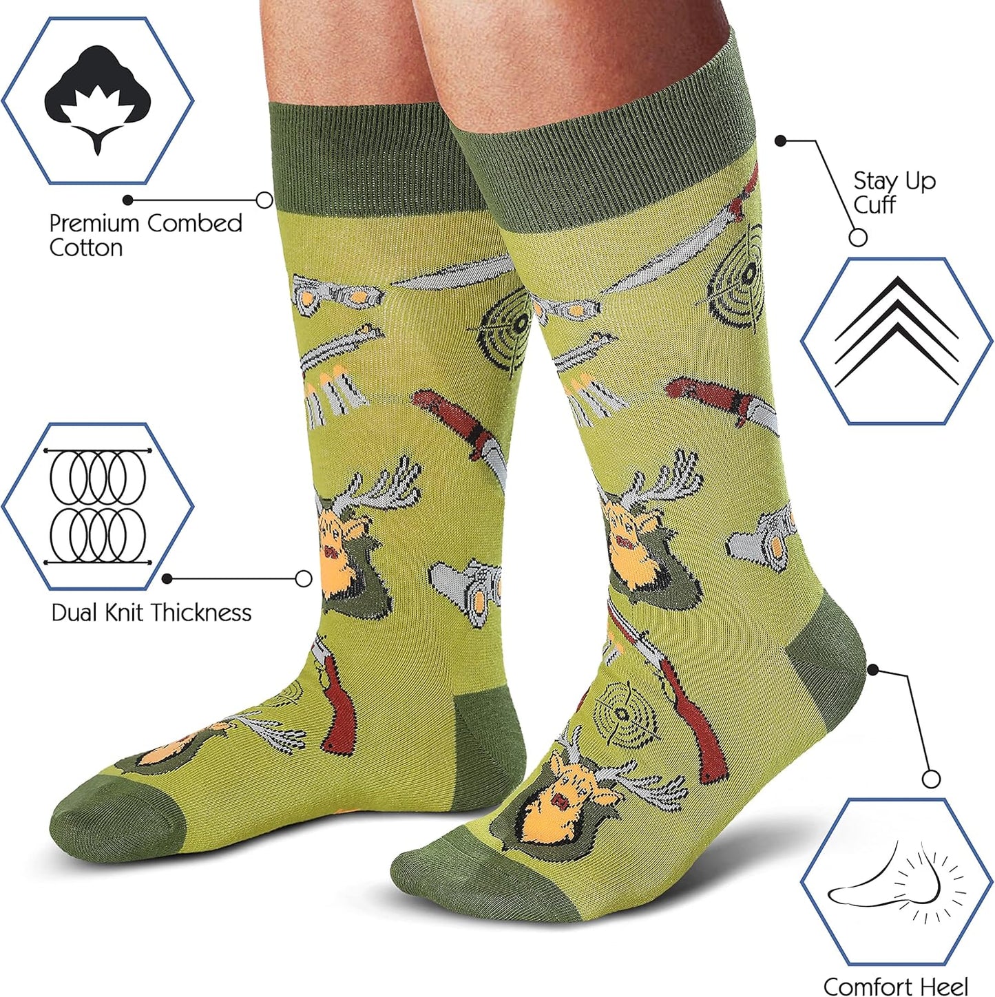Men'S Funny Socks Hunting Fishing Football Baseball Gaming Golf Taco Pizza Bacon Christmas Gift for Men