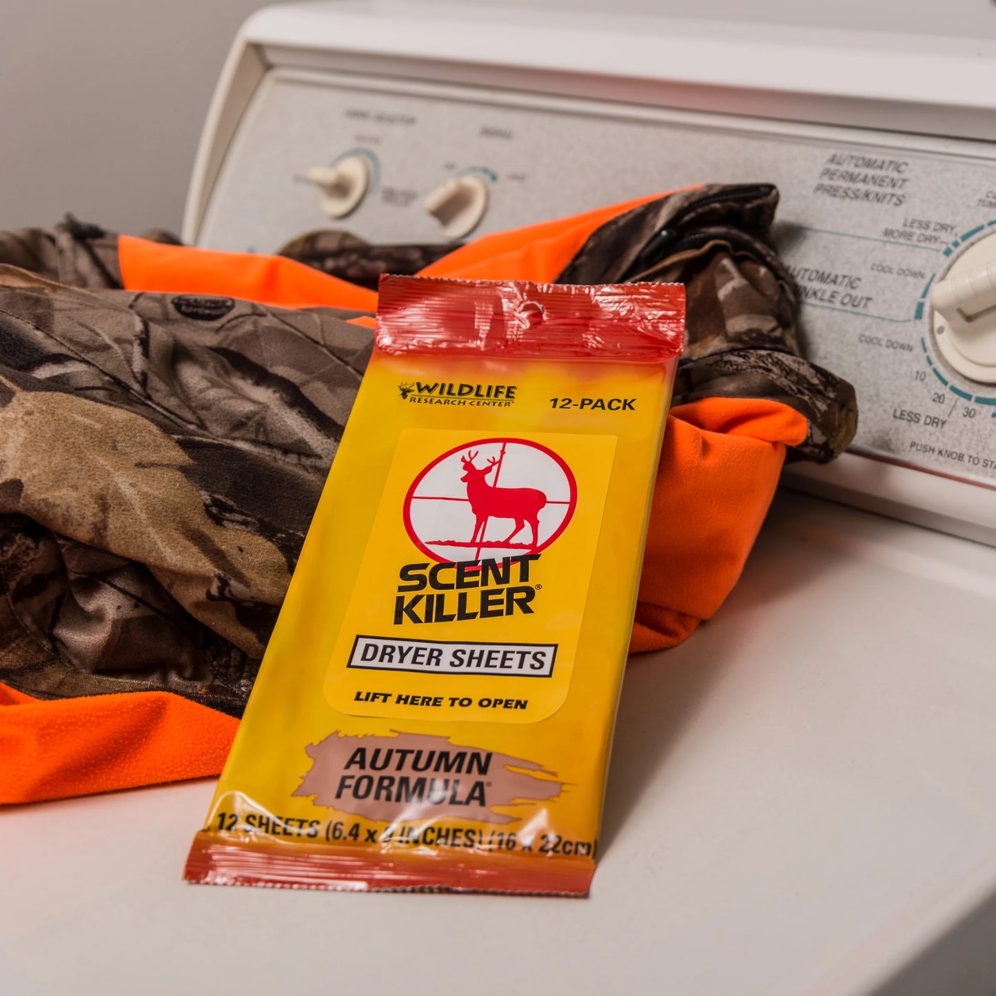 , Scent Killer Autumn Formula Dryer Sheets, 12 Sheets for Hunting