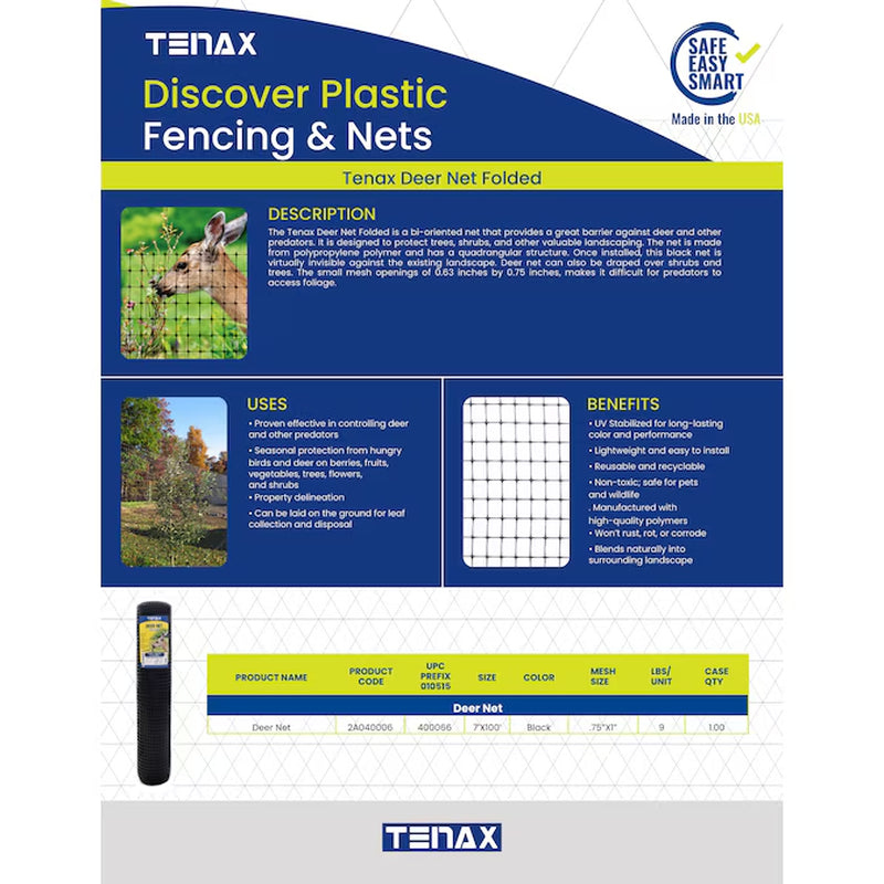 100-Ft X 7-Ft Black Plastic Extruded Mesh Rolled Fencing 3/4-In X 1-In - Mesh Size