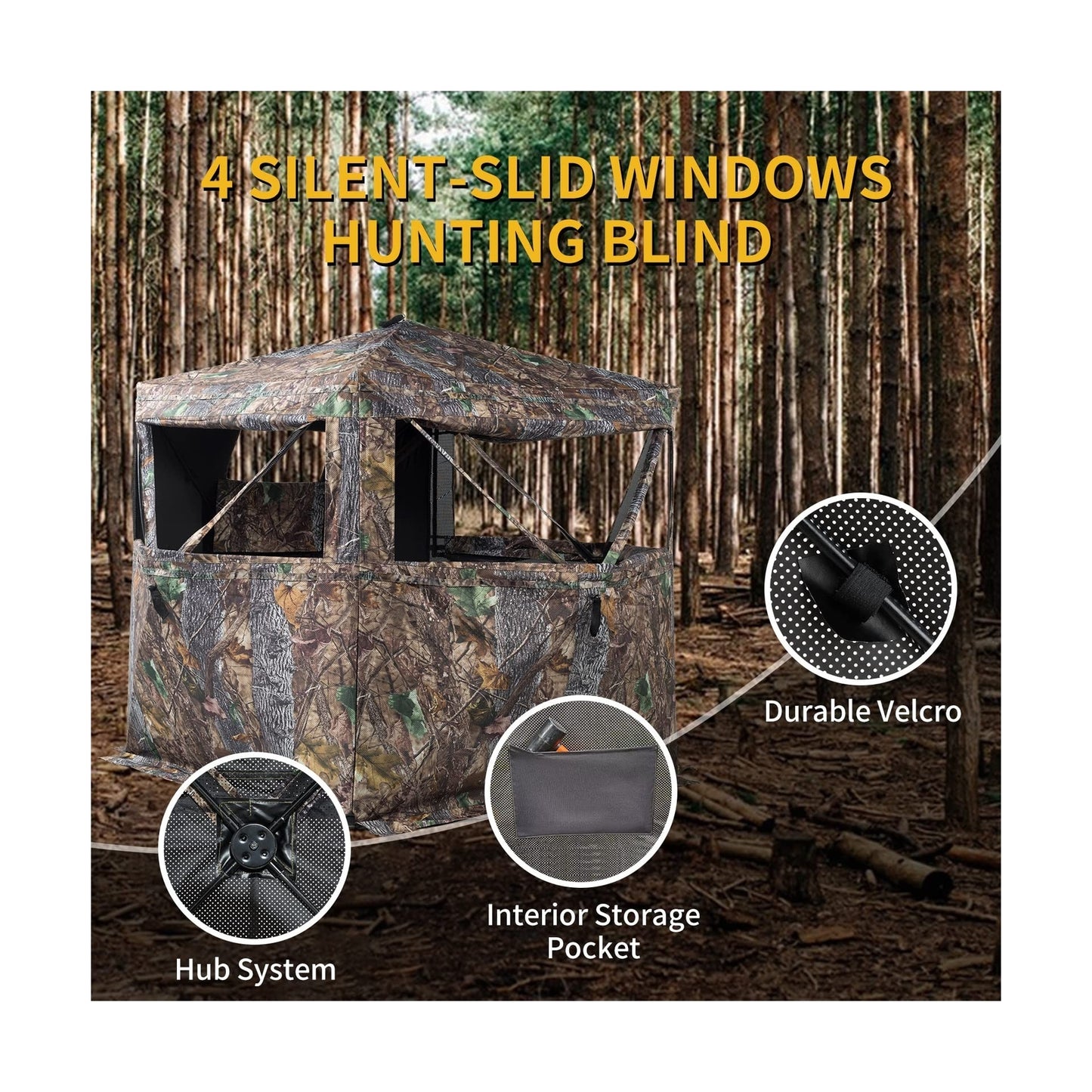 FUNHORUN Hunting Blind 270/360 Degree See through Ground Blind for Deer Hunti...