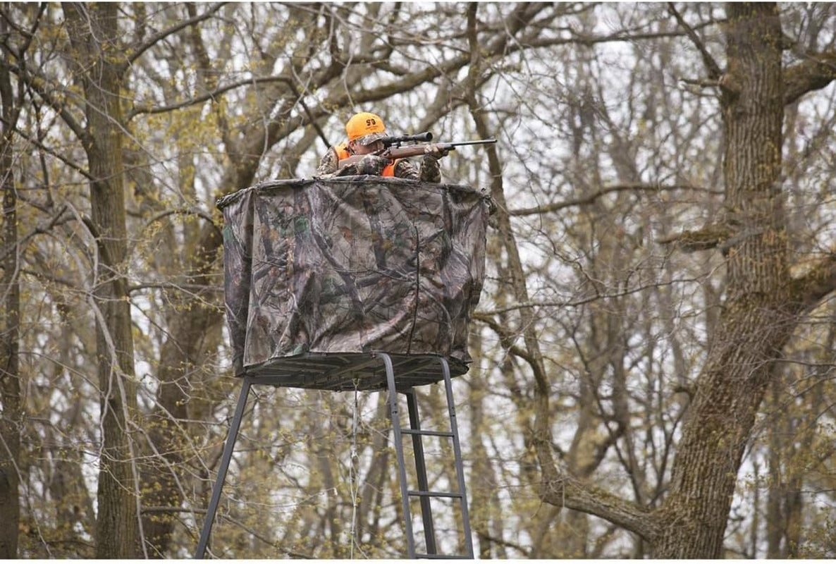 Half Hunting Blind Enclosure 20' Tripod Deer Stand Cover, Camo