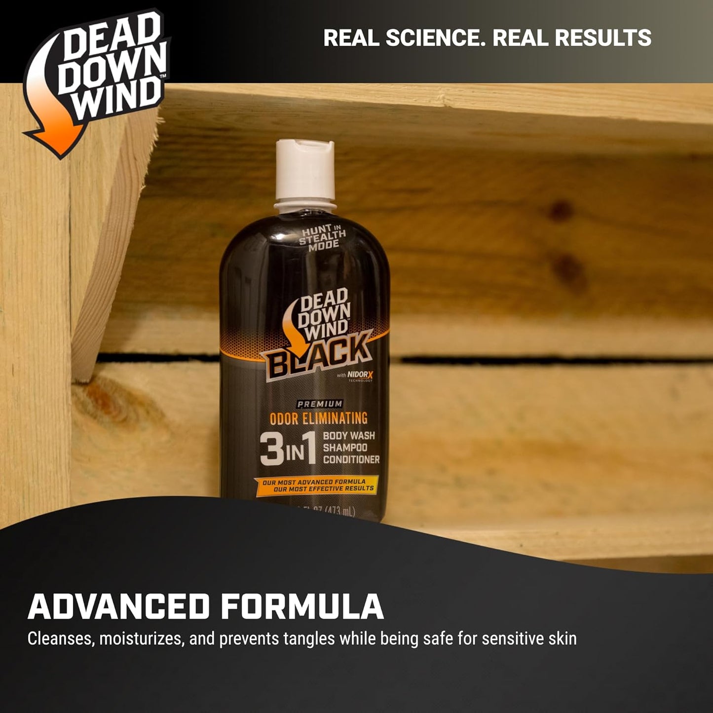 BLACK Premium 3-In-1 Body Wash, Shampoo, & Conditioner Hunting Scent Eliminators (16 Oz) - Scent Eliminating Liquid Soap - Durable Hunting Scent Eliminators - Advanced Hunting Gear