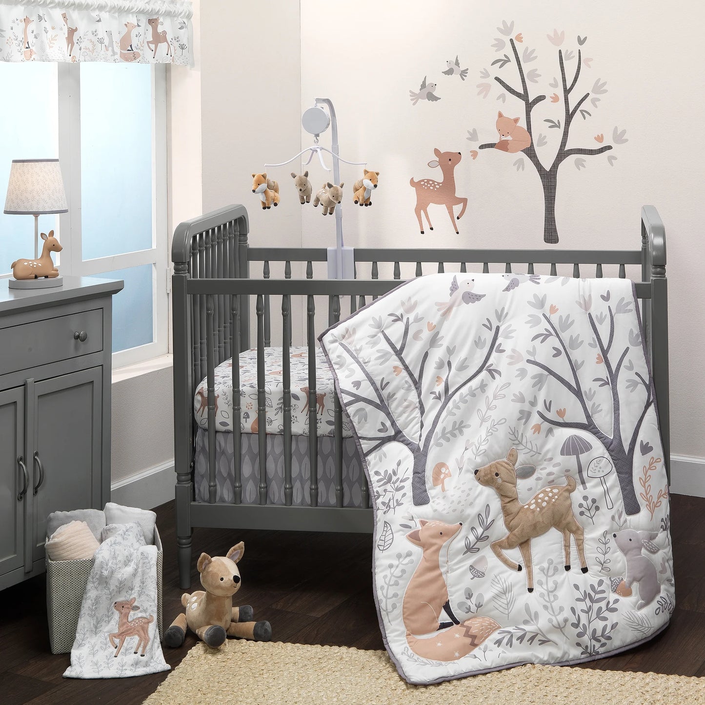 Deer Park Gray Window Valance - Deer/Fox