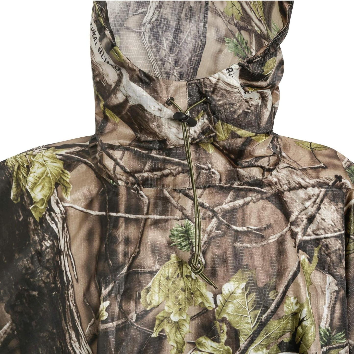 Camouflage Rain Poncho Hooded Waterproof Camo Raincoat with Blind Pattern for Hunting Hiking Camping Fishing