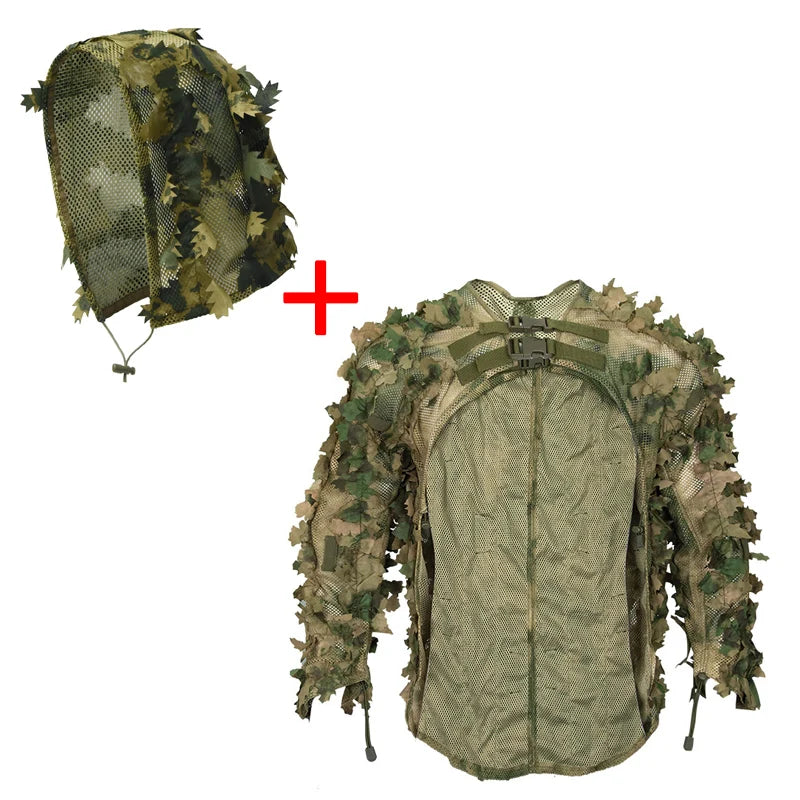 Tactics Leaf Camouflage Cloak Hunting Clothes Mesh Aldult Camuflaje Airsoft CS Shooting Suit Outdoor Hunting Equipment