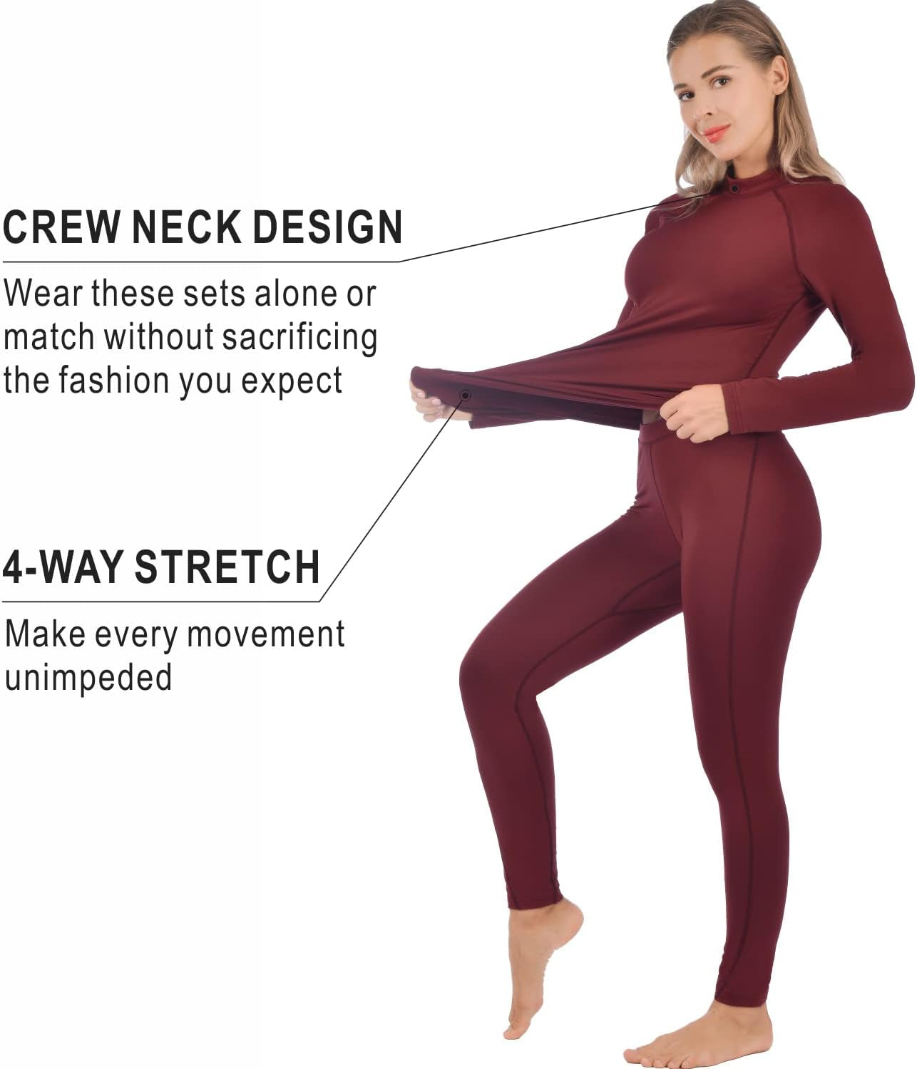 Thermal Underwear for Women Long Johns Ultra-Soft Base Layer Pajama Set Winter Cold Weather Top and Bottom