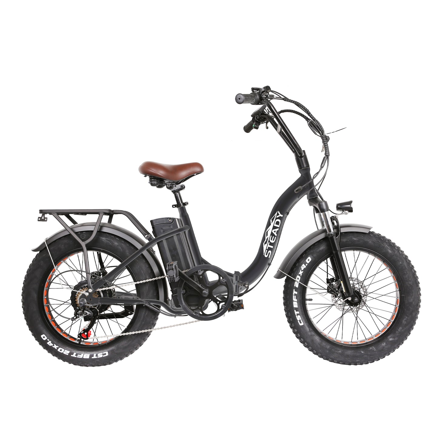 Folding Fat Tire Electric Bike Folding OX 20" Ebike for Adults Electric Mountain Bicycle 500W Powerful Motor 48V 10 Ah Lithium-Ion Battery-Black