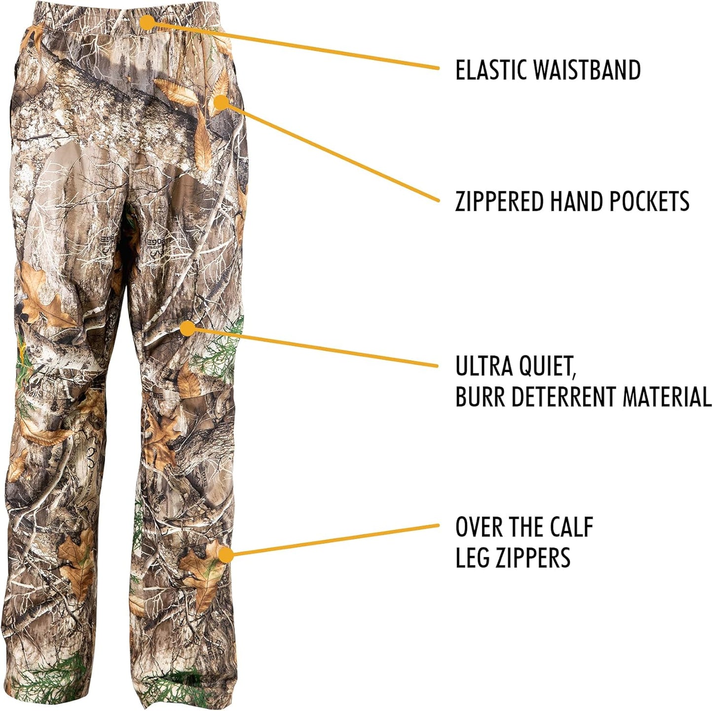 Youth Camo Rain Pant - Waterproof, Ultra-Quiet, Pull-On Outdoor Hunting Pants