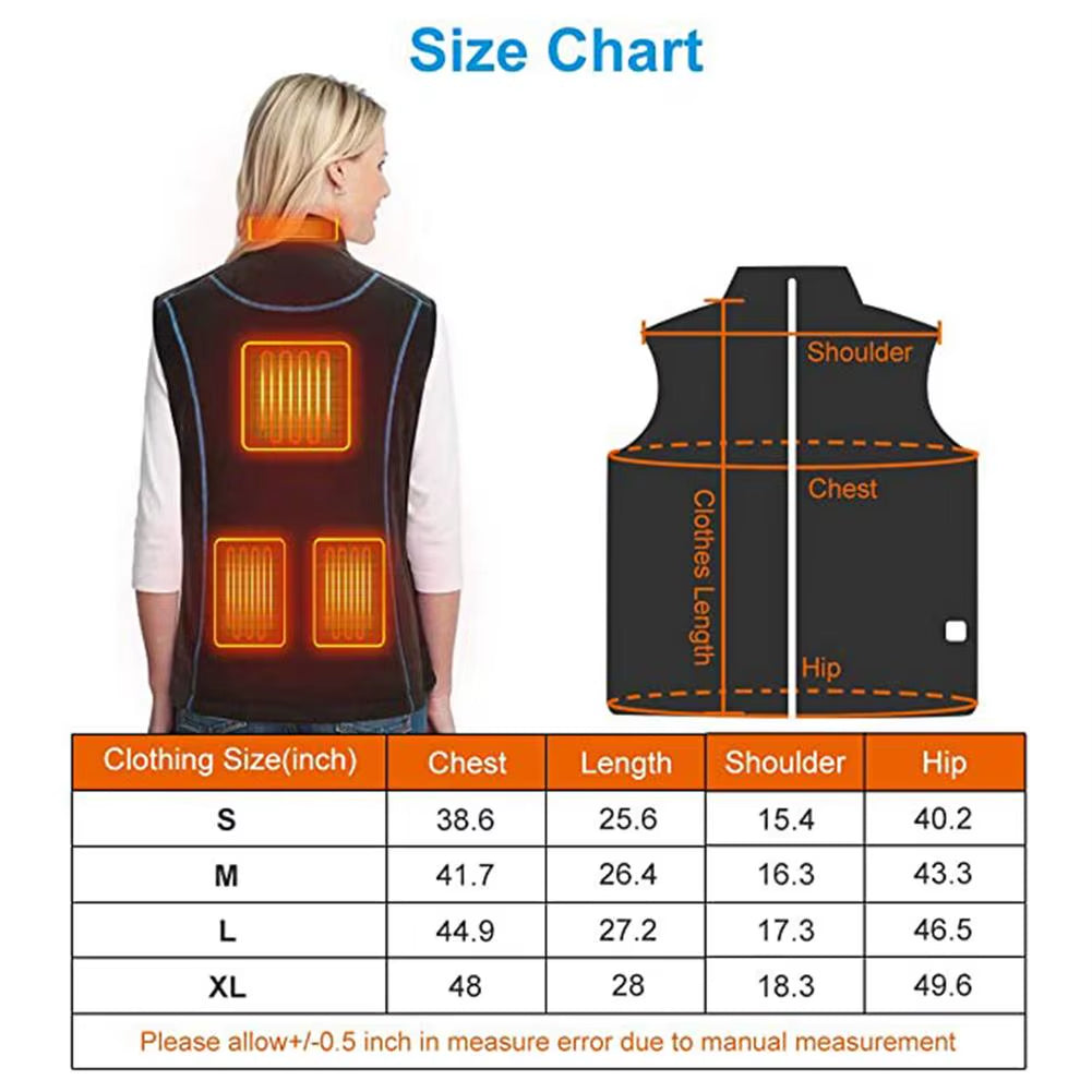 Women Heated Vest Winter Electric Thermal Waistcoat Female Smart Heating Warm Jackets Vest Outdoor Sport Heated Vest Gilet Women