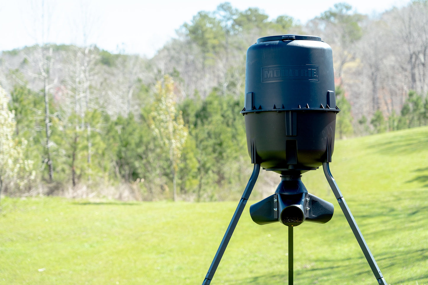 250 Lb Gravity Deer Feeder - Tripod Game Feeder - Easy Conversion Adapter - Protein Pellet Ready - Rugged No-Power Setup for Deer Management