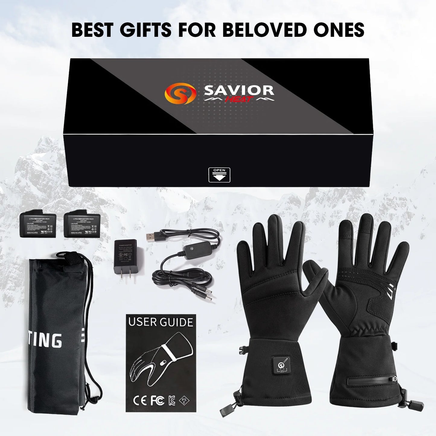 Electric Battery Heated Glove Liners Waterproof for Men & Women Touchscreen Winter Gloves for Motorcycle, Skiing, Skating, Rechargeable
