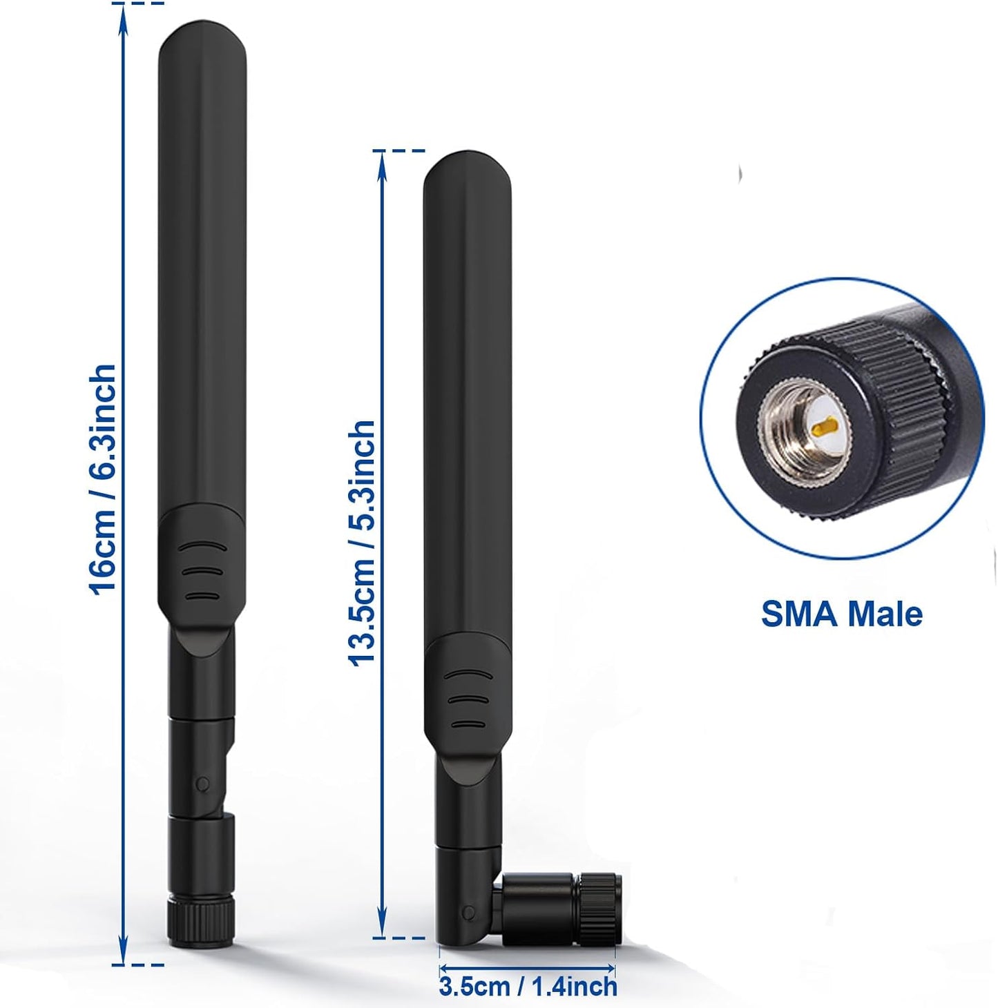 4G LTE 8Dbi SMA Male Antenna (2-Pack) Compatible with Spypoint Flex-S Dark Flex-Plus Flex-M G-36 Flex Dual-Sim Cell-Link Trail Game Camera Cellular Wireless Router Security Camera