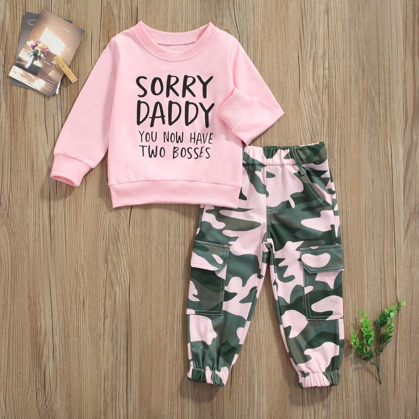 Toddler Girls Clothes 2T 3T 4T 5T Fall Outfits Baby Pullover Sweatshirt & Camouflage Pants Set Kids Winter Sweatsuit
