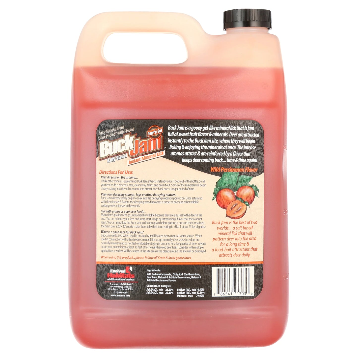 Buck Jam Instant Mineral Lick Unisex Deer Hunting Attractant, Wild Persimmon, 1 Gallon