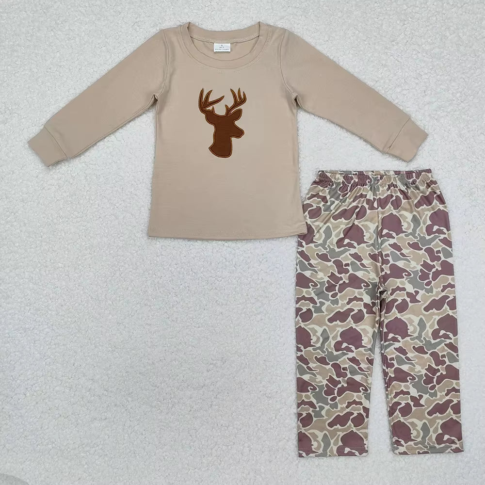 Wholesale Toddler Children Embroidery Deer One-Piece Kids Ruffle Pants Infant Overalls Camo Romper Baby Girl Jumpsuit