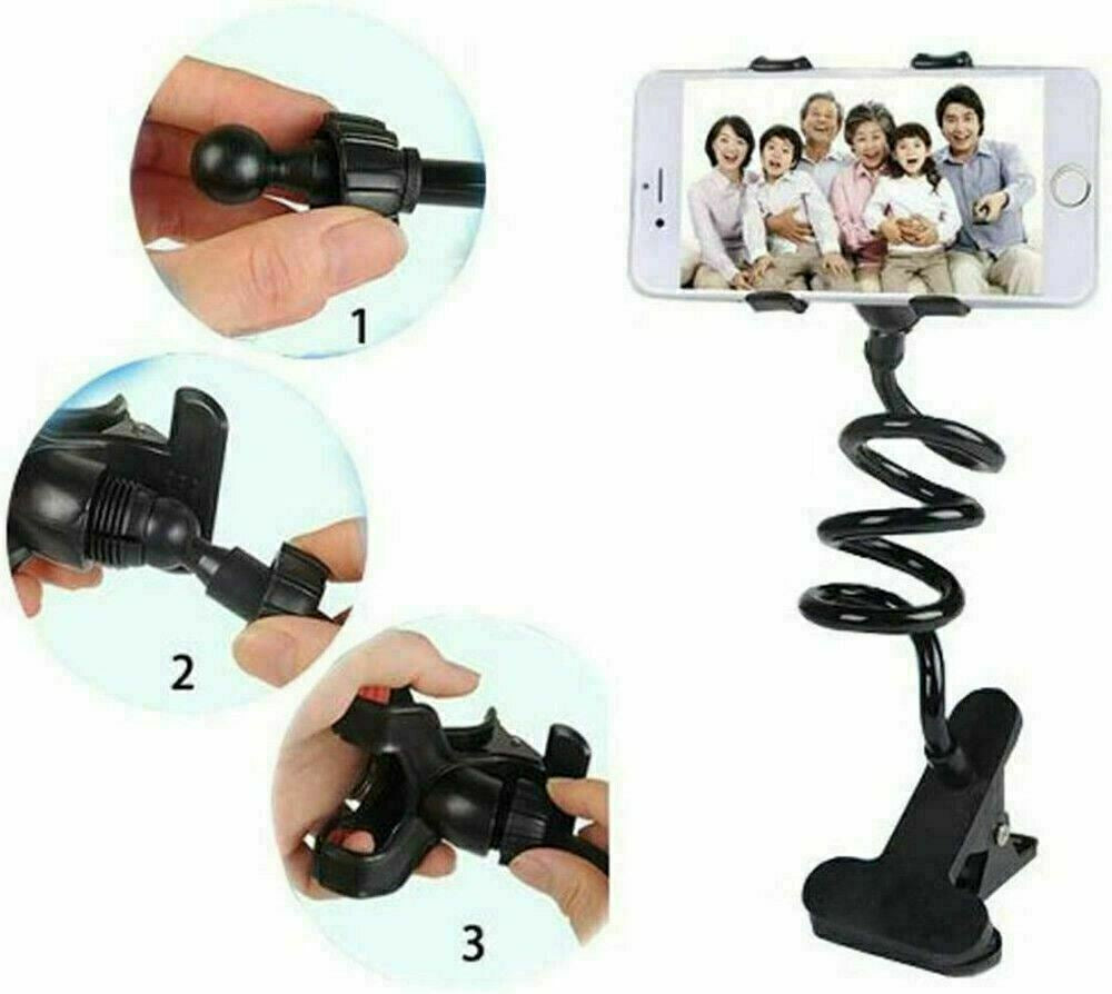 Universal Lazy Mobile Phone Gooseneck Stand Holder Flexible Bed Desk Table Clip