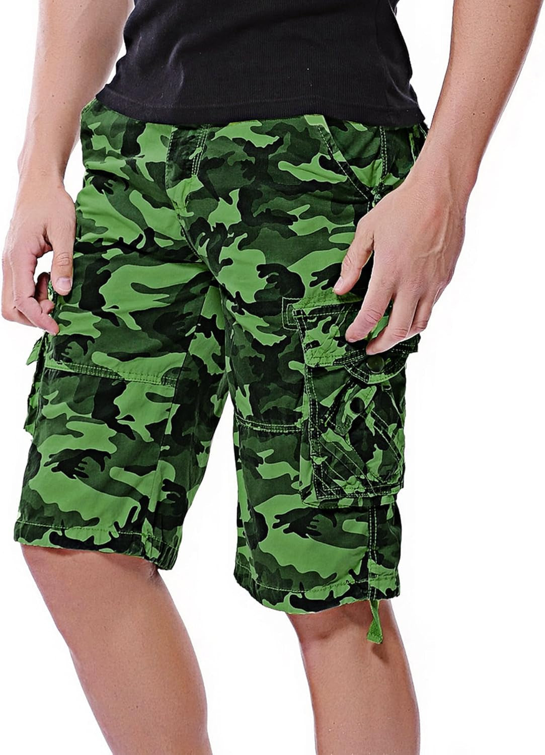 mens green camo shorts