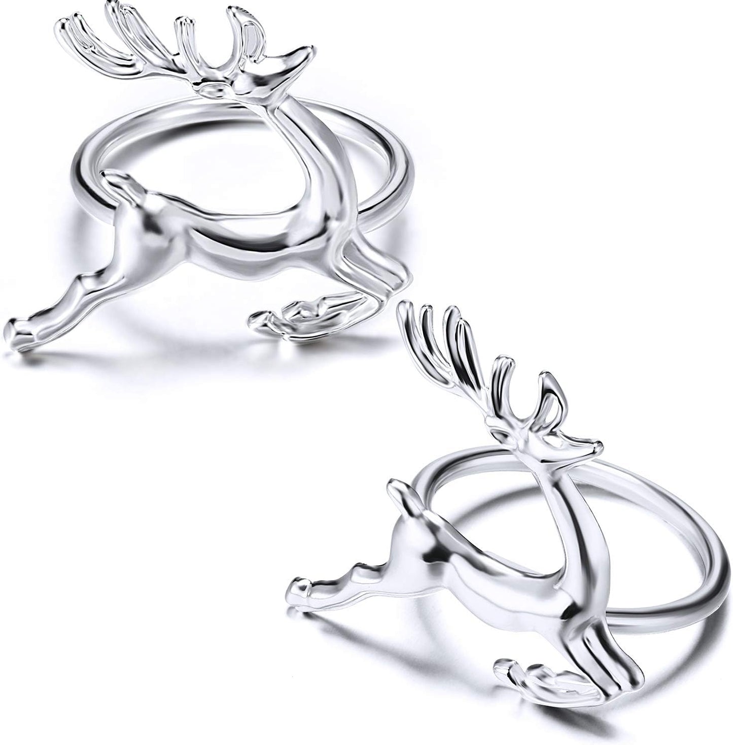 6 Pieces Deer Napkin Rings Christmas Antler Napkin Ring Holders Reindeer Napkin Buckle for Cloth Napkins Holiday Dinners Parties, Wedding Adornment, Table Decoration Accessories (Silver)