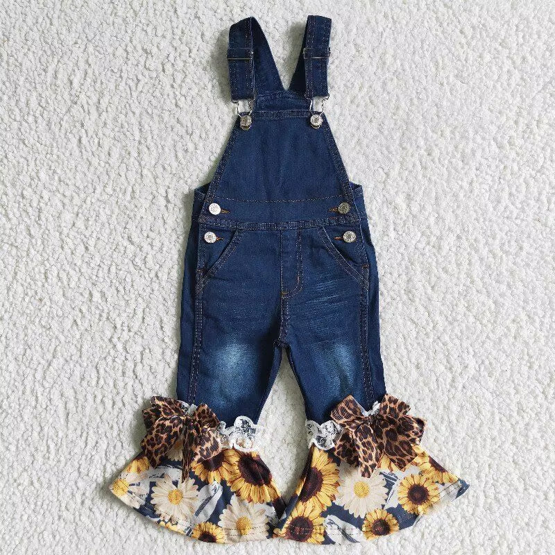Wholesale Baby Boy Girl Denim Overalls Pocket Bottom Kids Camo Clothing Children Toddler Flared Ripped Pants One Piece Jeans